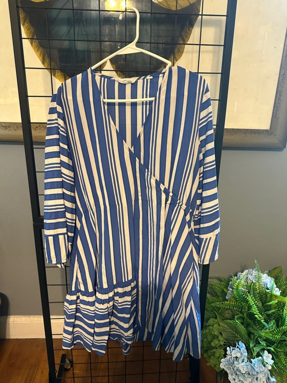 Chinti & Parker Blue and White Striped Midi Dress